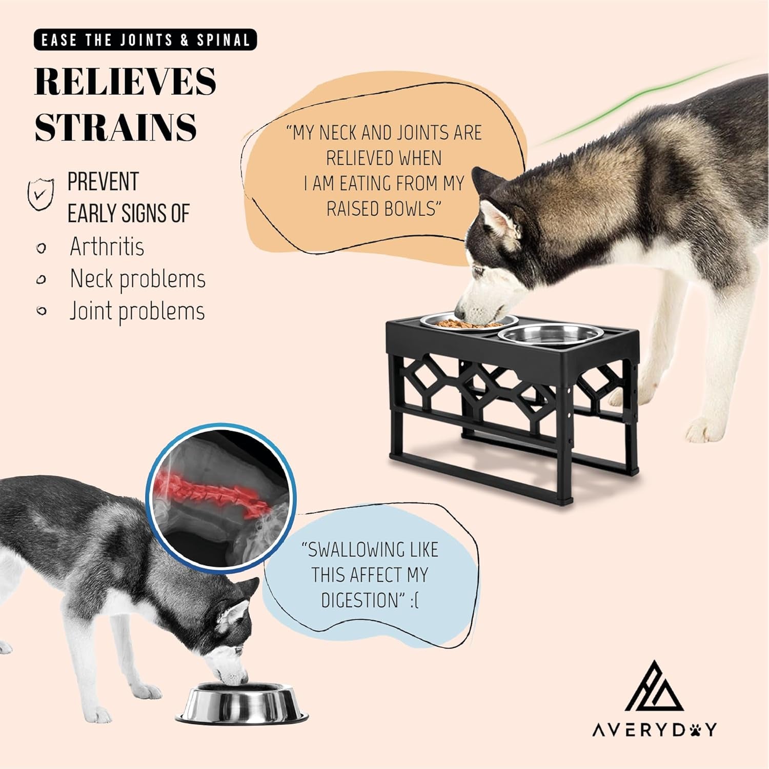Adjustable Elevated Dog Bowl Set for Medium and Large Breeds, Includes 2 Stainless Steel Bowls and Anti-Slip Base