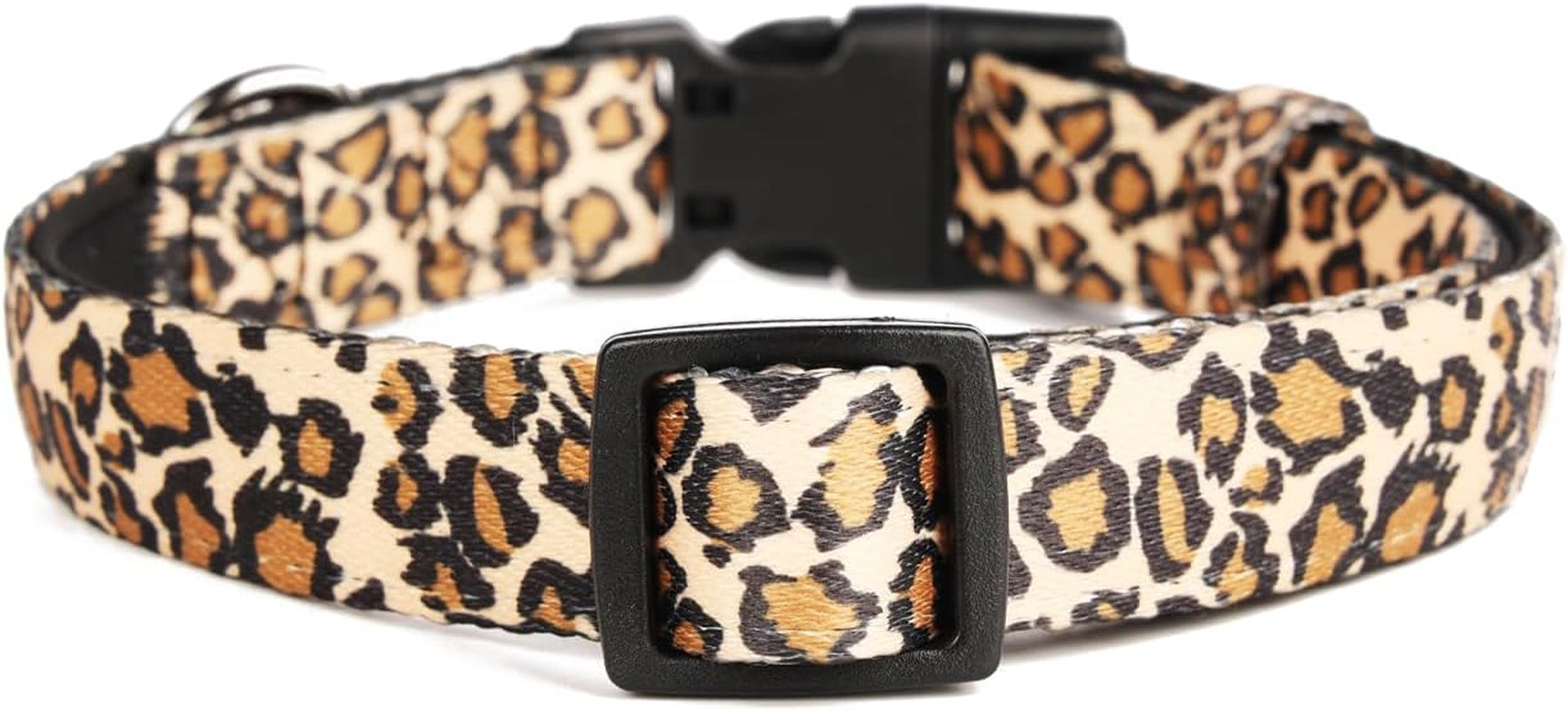 Leopard Pattern Dog Collar, Polyester Webbing, Padded with Neoprene, Soft and Comfortable for Small Medium Large Dogs.(S, Leopard)