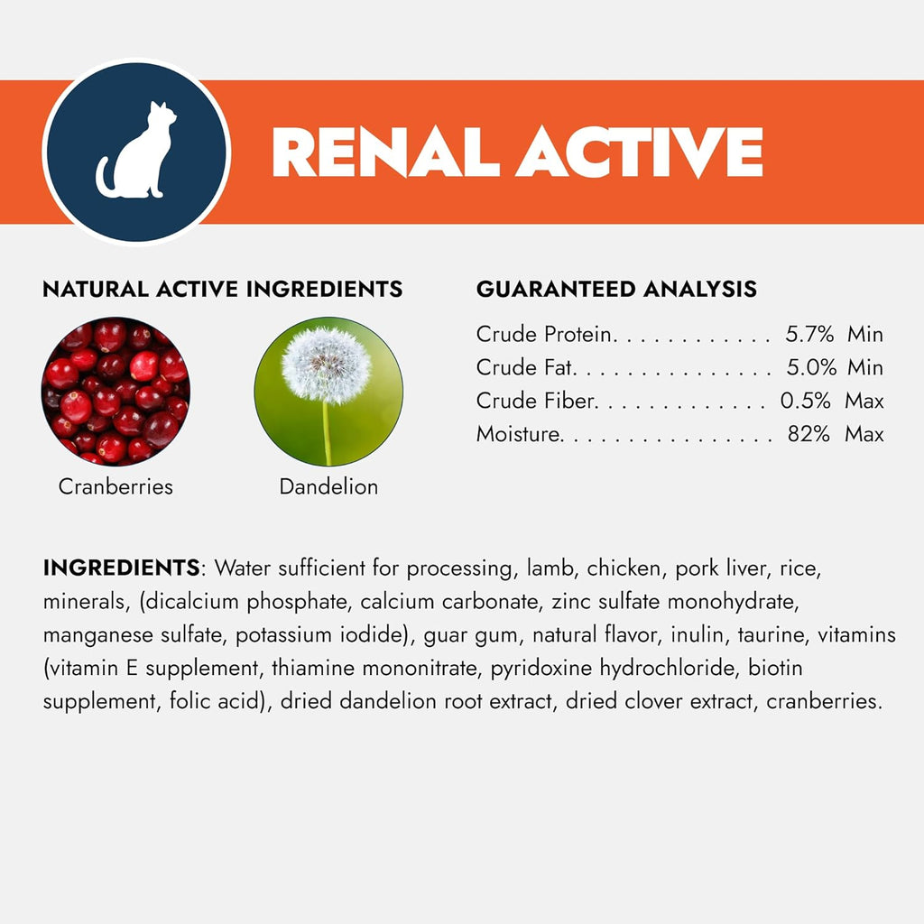 - Cat Food, Vet-Formulated Renal Wet Cat Food, Non GMO, Kidney Care Food with Lamb Flavor, Crafted for Adults, Made in Italy (3.5 Oz, 32 Pack)