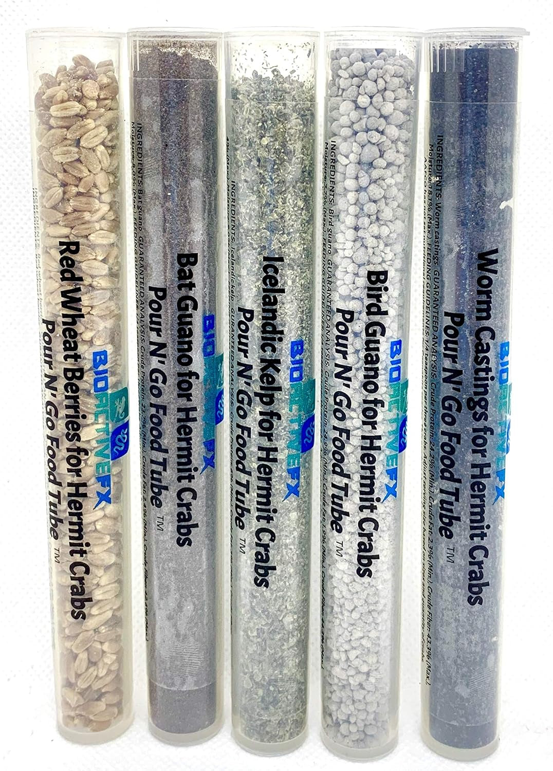 Cholla Queen Hermit Crab Food Packs - Pour N' Go Food Tubes - Bioactivefx (4 Pack, Random Foods)