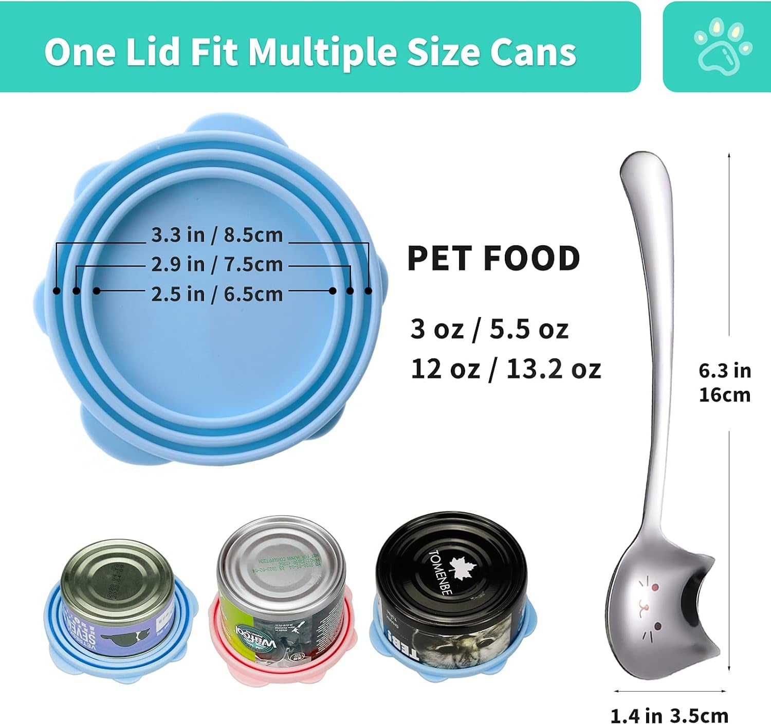 Pet Food Can Lids Silicone Dog and Cat Can Food Lids Covers Leakproof Fit Multiple Sizes for Canned Food