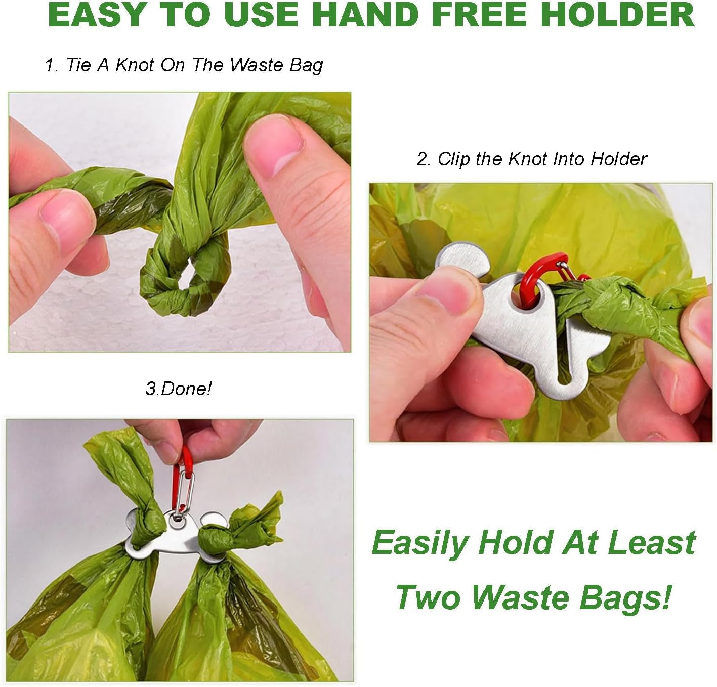 2PCS Dog Poop Bag Holder, Waste Bag Holder, Dog Poop Bag Carrier, Hand Free Holder