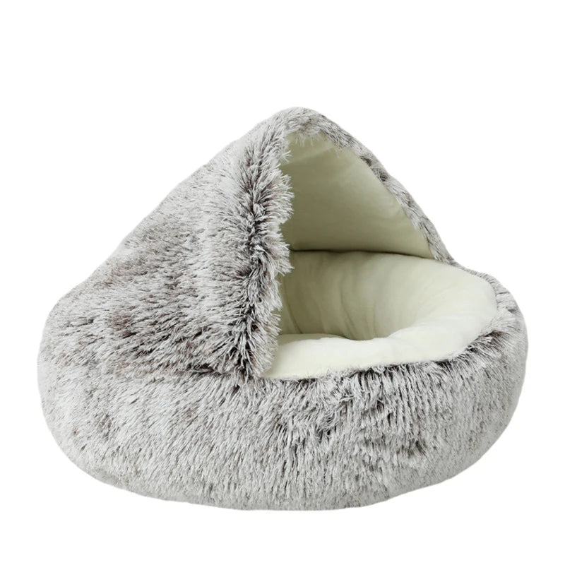 Autumn Winter soft plush Round pet bed pet bed Winter warm cold plush comforter nest Shell cat nest semi-enclosed cat nest