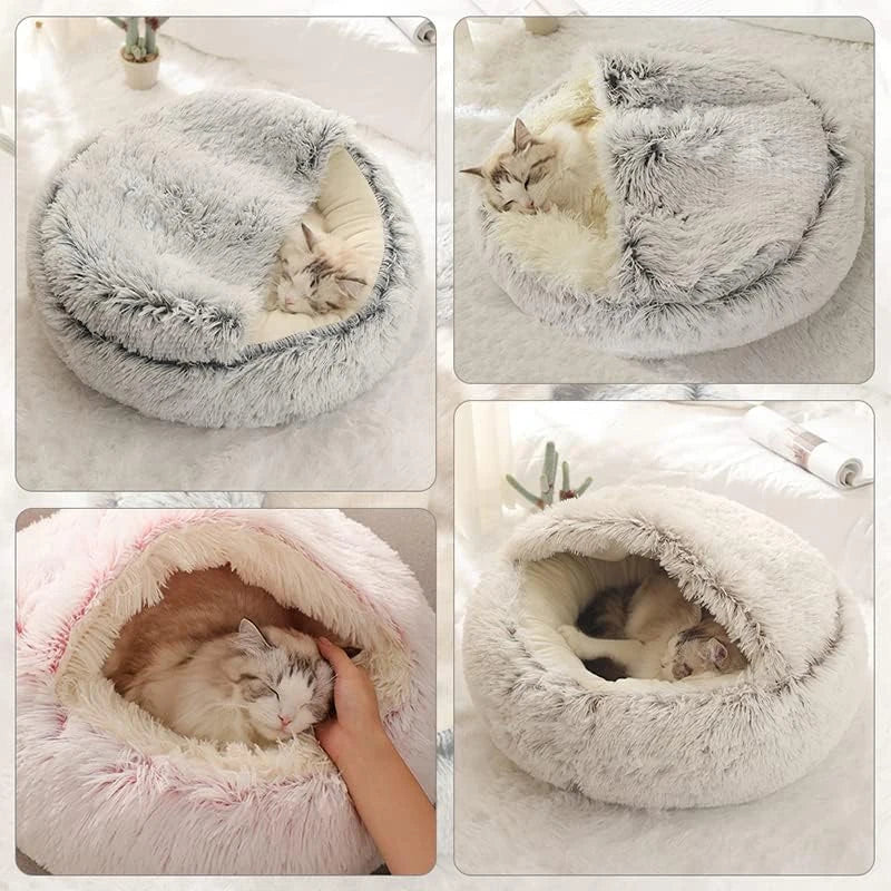 Autumn Winter soft plush Round pet bed pet bed Winter warm cold plush comforter nest Shell cat nest semi-enclosed cat nest