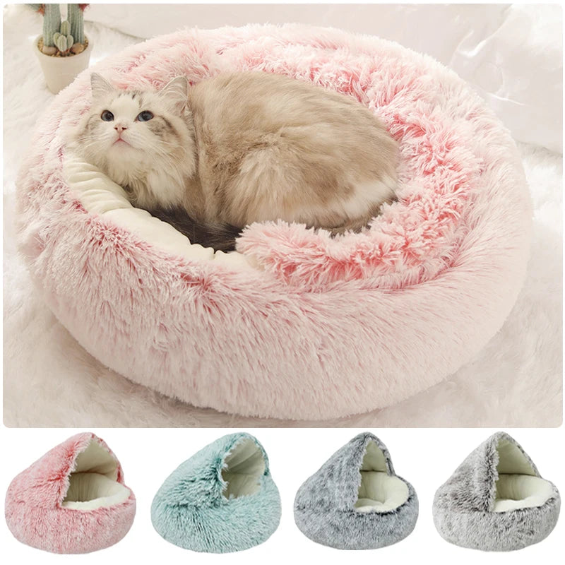 Autumn Winter soft plush Round pet bed pet bed Winter warm cold plush comforter nest Shell cat nest semi-enclosed cat nest