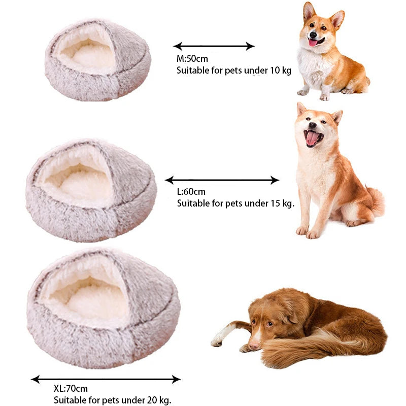 Autumn Winter soft plush Round pet bed pet bed Winter warm cold plush comforter nest Shell cat nest semi-enclosed cat nest