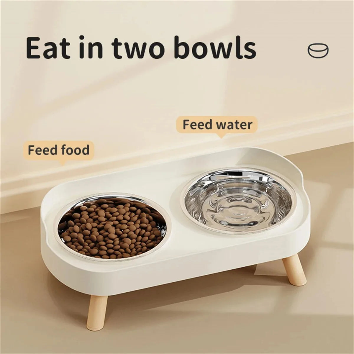 A Colorful Dopamine Pet Double Bowl Fashion Feeding Large Capacity Stainless Steel Dog Bowl Drinking Water Neck Cat Double Bowl