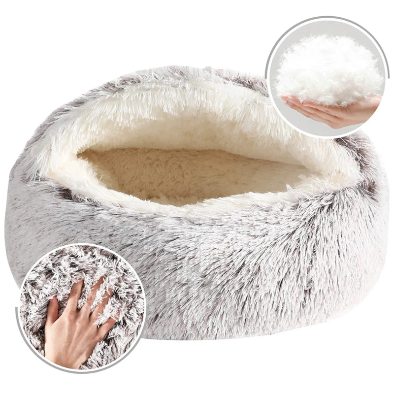 Autumn Winter soft plush Round pet bed pet bed Winter warm cold plush comforter nest Shell cat nest semi-enclosed cat nest