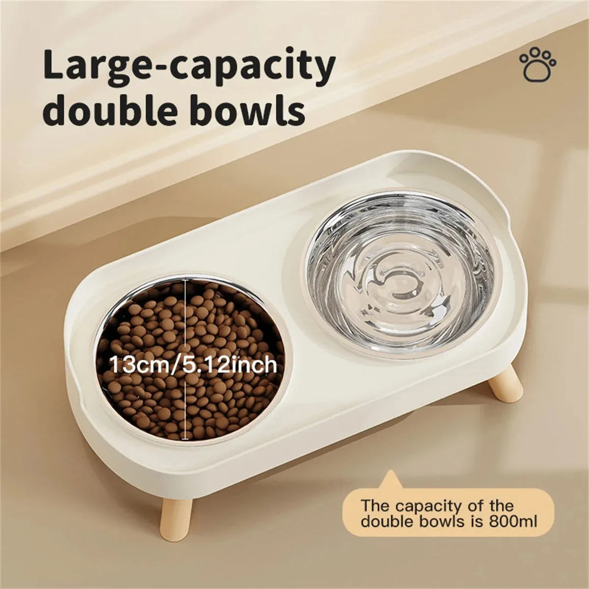 A Colorful Dopamine Pet Double Bowl Fashion Feeding Large Capacity Stainless Steel Dog Bowl Drinking Water Neck Cat Double Bowl