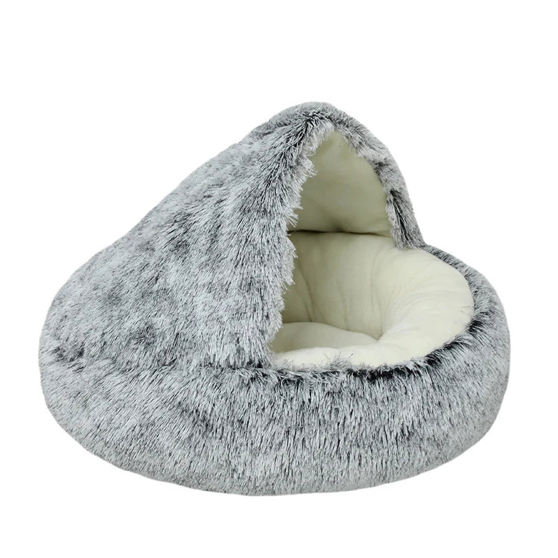 Autumn Winter soft plush Round pet bed pet bed Winter warm cold plush comforter nest Shell cat nest semi-enclosed cat nest