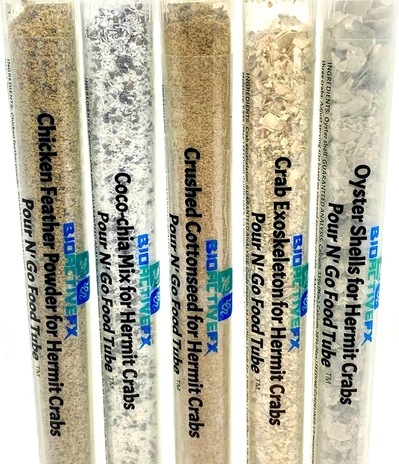 Cholla Queen Hermit Crab Food Packs - Pour N' Go Food Tubes - Bioactivefx (4 Pack, Random Foods)