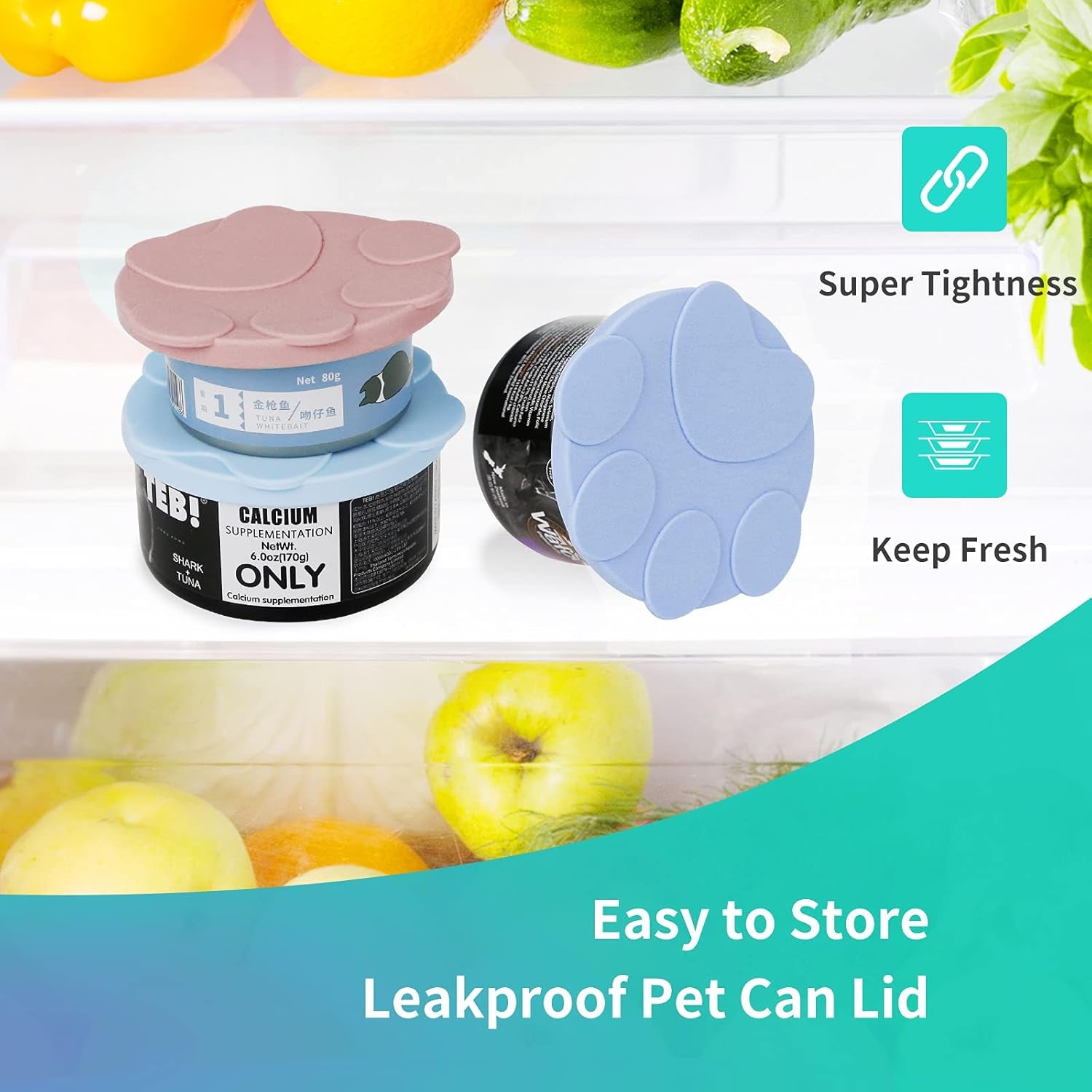 Pet Food Can Lids Silicone Dog and Cat Can Food Lids Covers Leakproof Fit Multiple Sizes for Canned Food