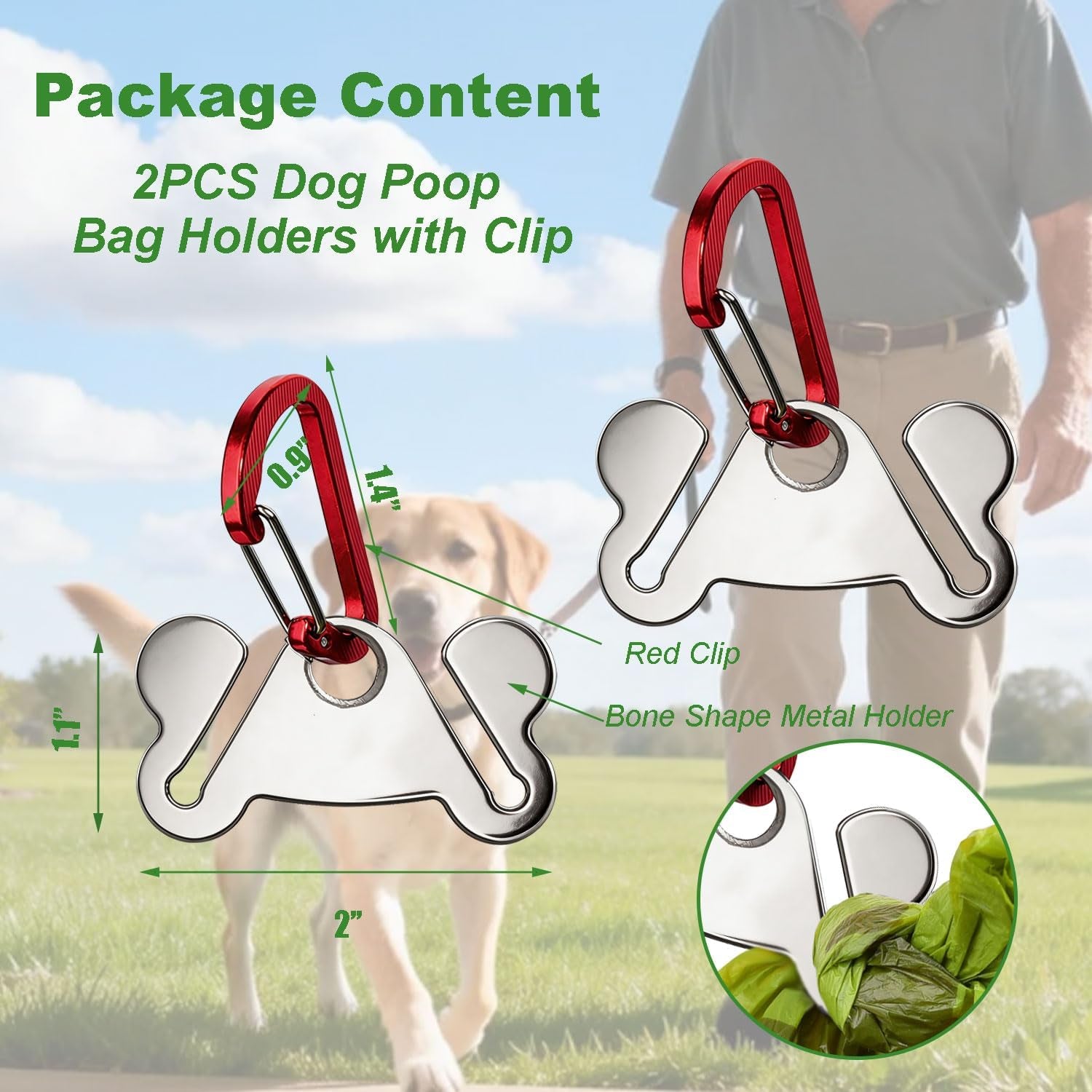 2PCS Dog Poop Bag Holder, Waste Bag Holder, Dog Poop Bag Carrier, Hand Free Holder