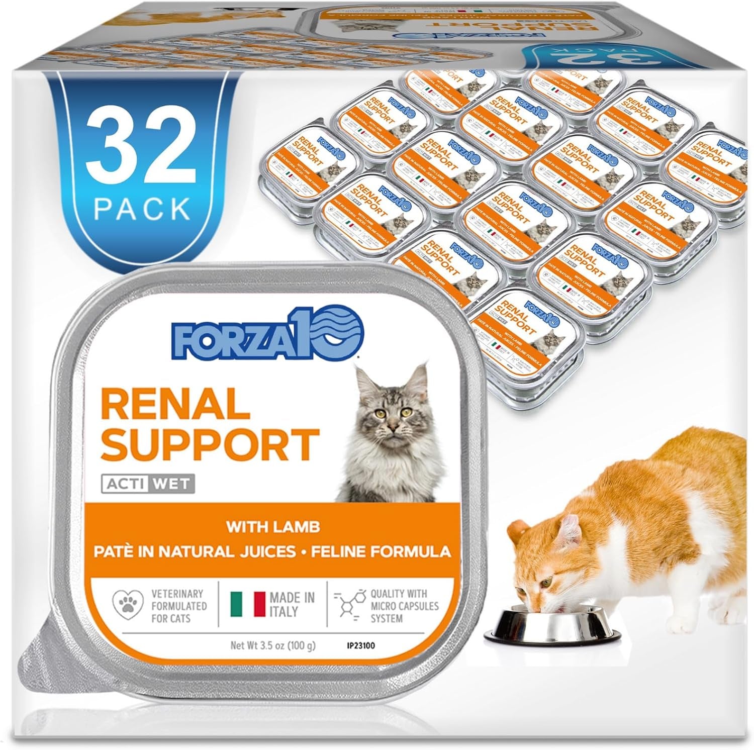- Cat Food, Vet-Formulated Renal Wet Cat Food, Non GMO, Kidney Care Food with Lamb Flavor, Crafted for Adults, Made in Italy (3.5 Oz, 32 Pack)