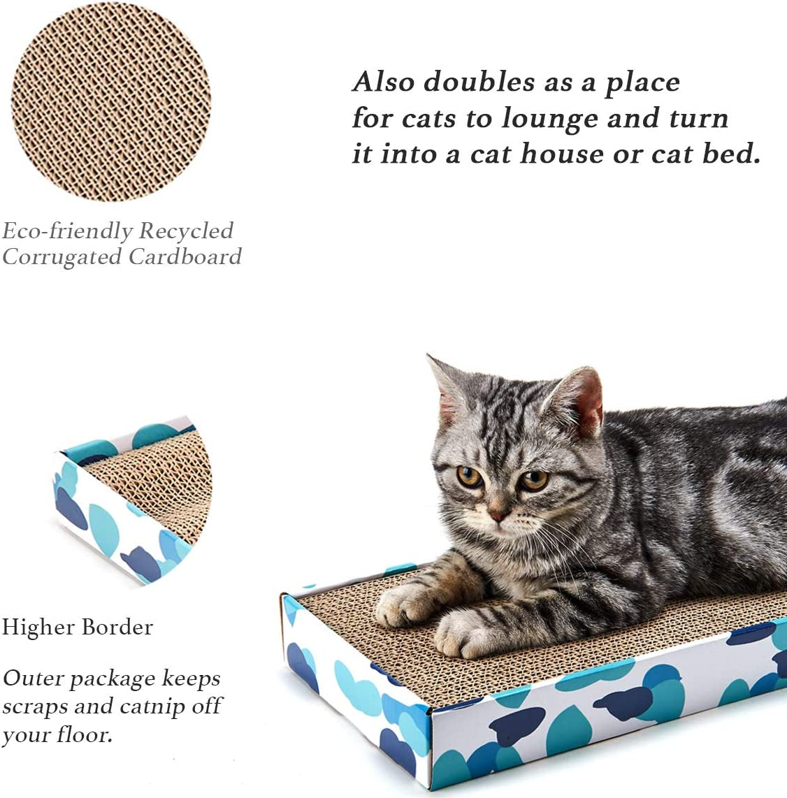 Cat Scratcher Cardboard Reversible Cat Scratch Pad Kitty Corrugated Scratching Board Bed Catnip Included