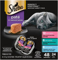 Perfect Portions Wet Cat Food Pate with Sustainable Salmon, Signature Seafood Entree, and Tender White Fish and Tuna Entree Variety Pack, 2.6 Oz. Twin Pack Trays (24 Count, 48 Servings)