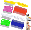 6 Pack Flea Lice Comb Stainless Steel Dog Cat Grooming Combs with Rounded Teeth, Double Sided Pet Tear Stain Remover Dematting Tool for Pets(White, Yellow, Green, Purple, Orange, Dark Blue)