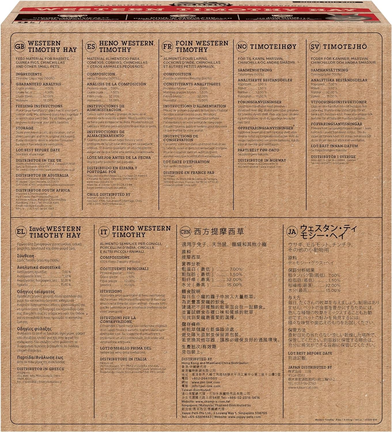 Western Timothy Hay, Guinea Pig Hay, Small Pet Bunny Supplies, All Natural Grass for Guinea Pig, Bunny, Chinchilla & Hamster,  Rabbit Supplies for Bunnies, 9 Lb Box